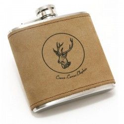 Flasque Inox Cerf avec cuir, 180ml 