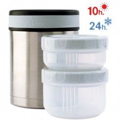 Lunch-box isotherme inox 1 litre, 2 compartiments et housse