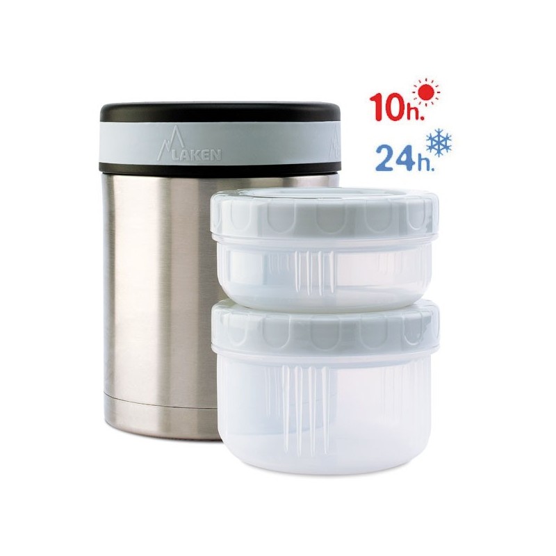 Lunch-box isotherme inox 1 litre, 2 compartiments et housse