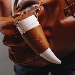 Mug Viking, lanière et repose mug en cuir pour votre café, 350ml