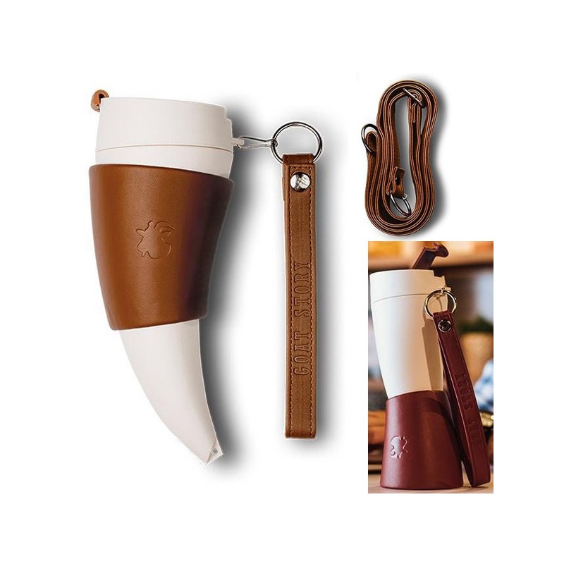 Mug Viking, lanière et repose mug en cuir pour votre café, 350ml