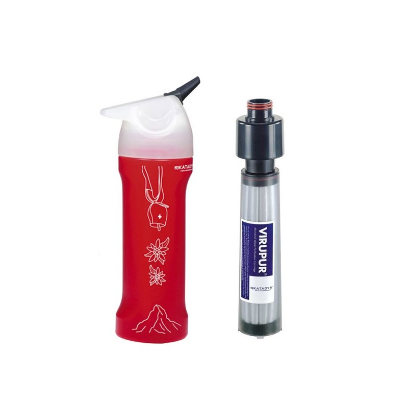 Gourde filtrante à eau rouge 0.8L MyBottle avec filtre virus Gourde filtrante à eau rouge 0.8L MyBottle avec filtre virus