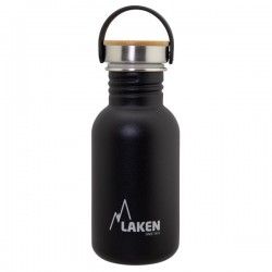 Gourde inox 0,50 l avec bouchon inox et bambou