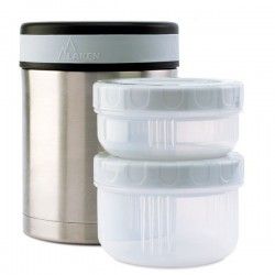 Lunch-box isotherme inox 1 litre, 2 compartiments et housse