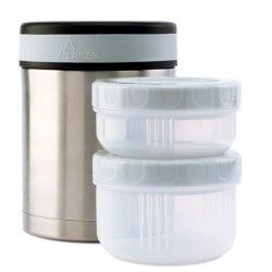 Lunch-box isotherme inox 1 litre, 2 compartiments et housse