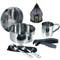 Kit de cuisine de camping en inox, 1 personne, 17cm