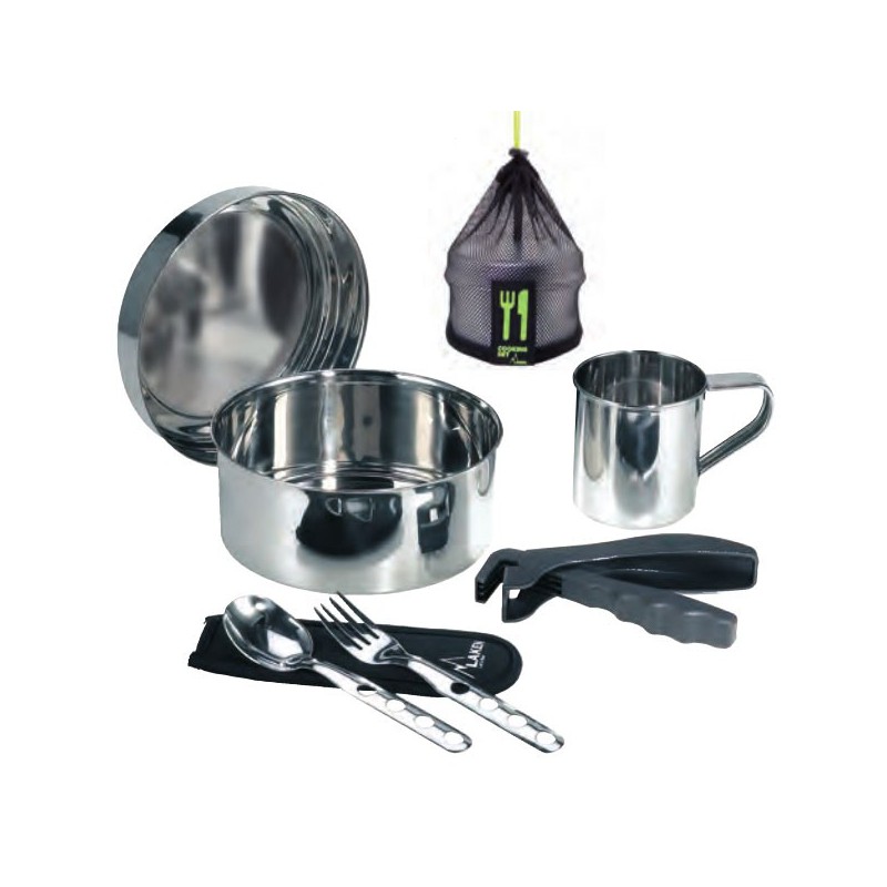 Kit de cuisine de camping en inox, 1 personne, 17cm