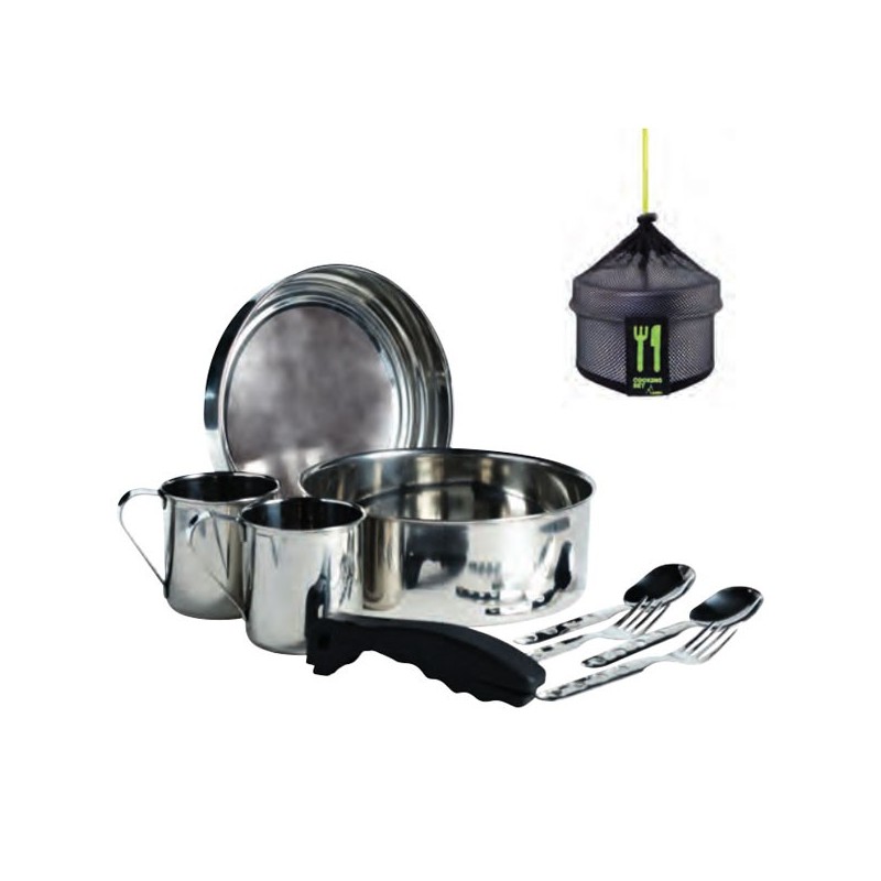 Kit de cuisine de camping en inox, 2 personnes, 20cm