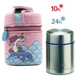 Lunch Box inox isotherme et housse protection licorne, 500ml