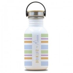 Gourde inox 0,50 l avec bouchon inox et bambou