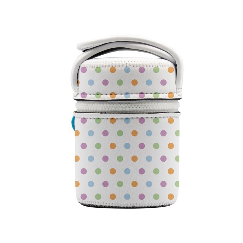 Lunch box thermique en inox et housse neoprene à pois 1 litre