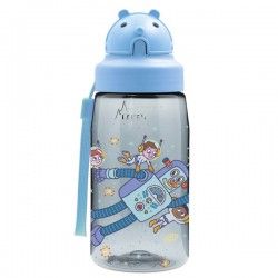 Gourde enfant Robot bouchon paille 450ml en tritan