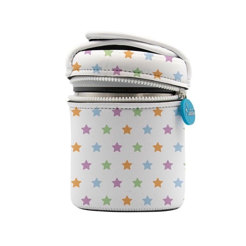 Lunch box inox isotherme et housse et anse étoiles 1 litre