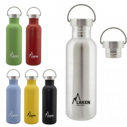 Gourde inox 0.75 litre, large goulot, bouchon inox Laken