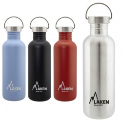 Gourde inox 1 litre, large goulot, bouchon inox
