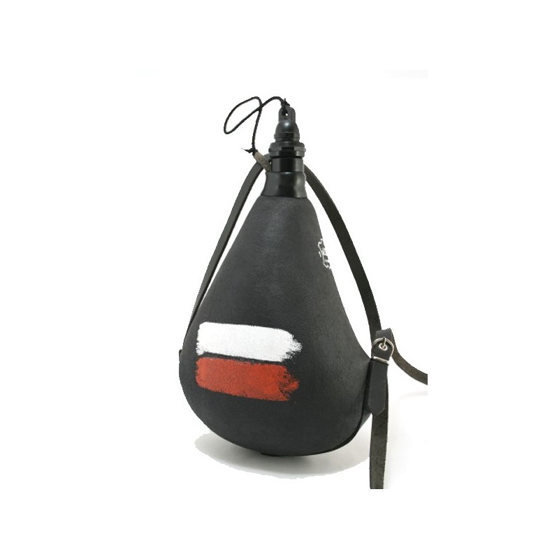 Gourde noire cuir Grande Randonnée GR Gourde noire cuir Grande Randonnée GR