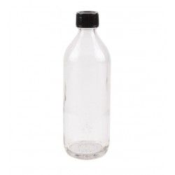 Bouteille en verre avec bouchon noir, 0.6 litre