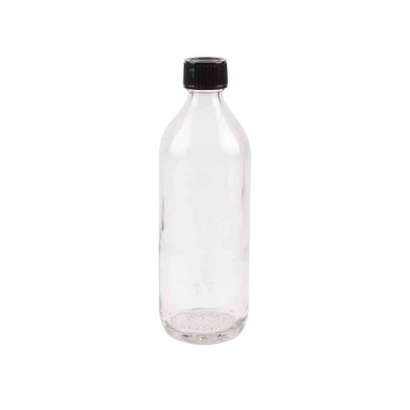 Bouteille en verre avec bouchon noir, 0.6 litre